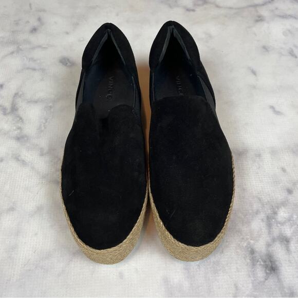Vince Wilden Black Suede Flatform Espadrilles Slip-On Flats Sz 37 - Picture 3 of 9